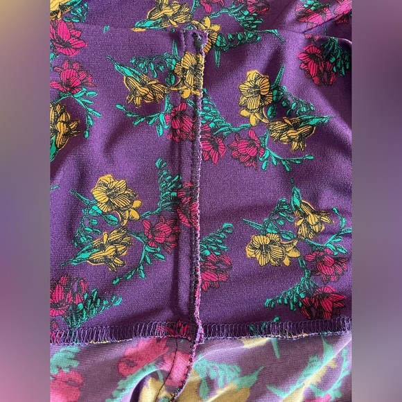 LuLaRoe Plum Purple & Floral Jersey A-Line Maxi Skirt XL (Altered from 3XL) - Picture 7 of 10
